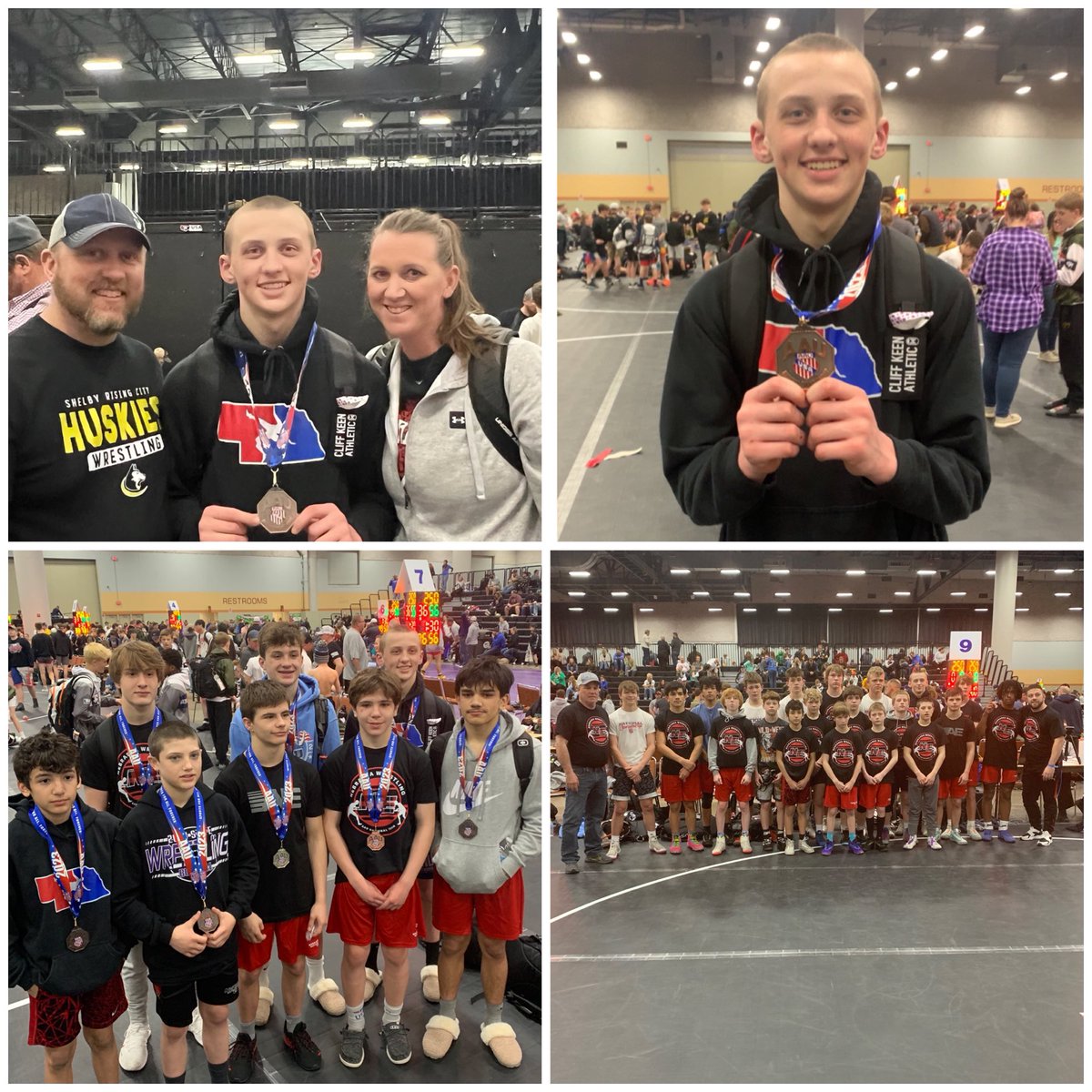 Great weekend in Des Moines for ⁦@JettVrbka⁩ &amp; the Nebraska Red team at AAU duals. He finished 6-2, giving him a Silver award of All American. His team finished strong, runner up in the Silver bracket. Jett even got a haircut! End of the youth circuit, time for high school!