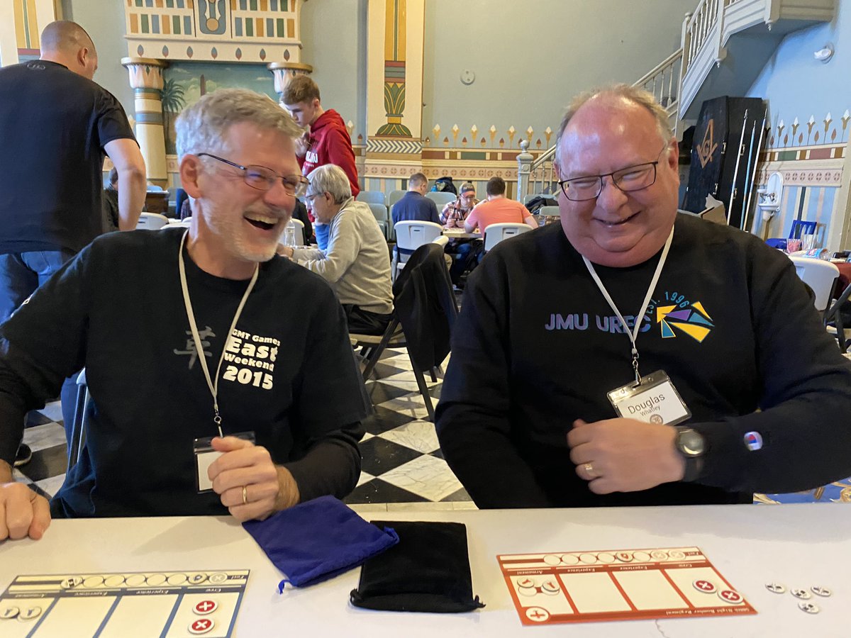 @Volko26 and <a href="/dougwhatley/">Douglas Whatley</a> playing Night Witches. #boardgames #circledc