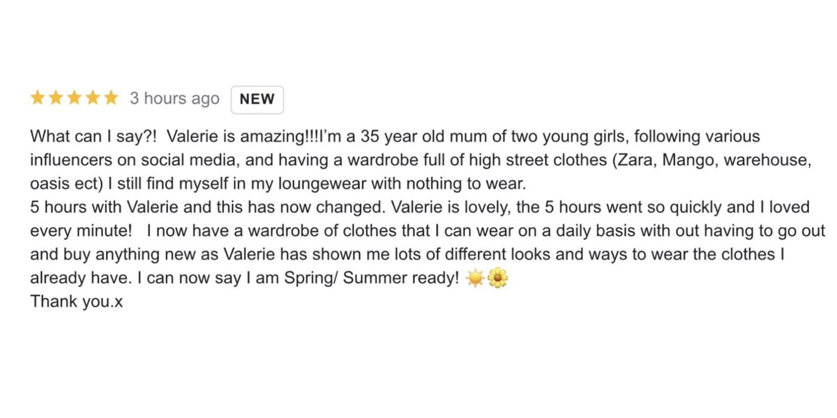 SolihullStyle's tweet image. Lovely new ⭐️⭐️⭐️⭐️⭐️ GOOGLE review! 💕💕🙏