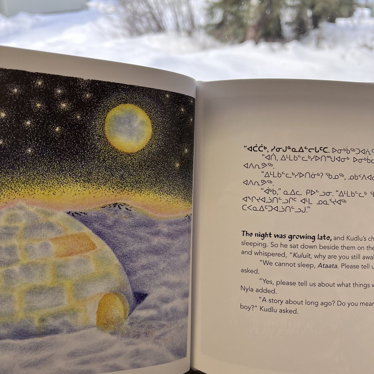 Loving these bilingual English/Inuktitut books by @Inhabit_Media at the @ConsortiumLib. 'Way Back Then' by Neil Christopher and Germaine Arnaktauyok. #InternationalChildrensBookDay #WorldKidLit #907LibraryLove