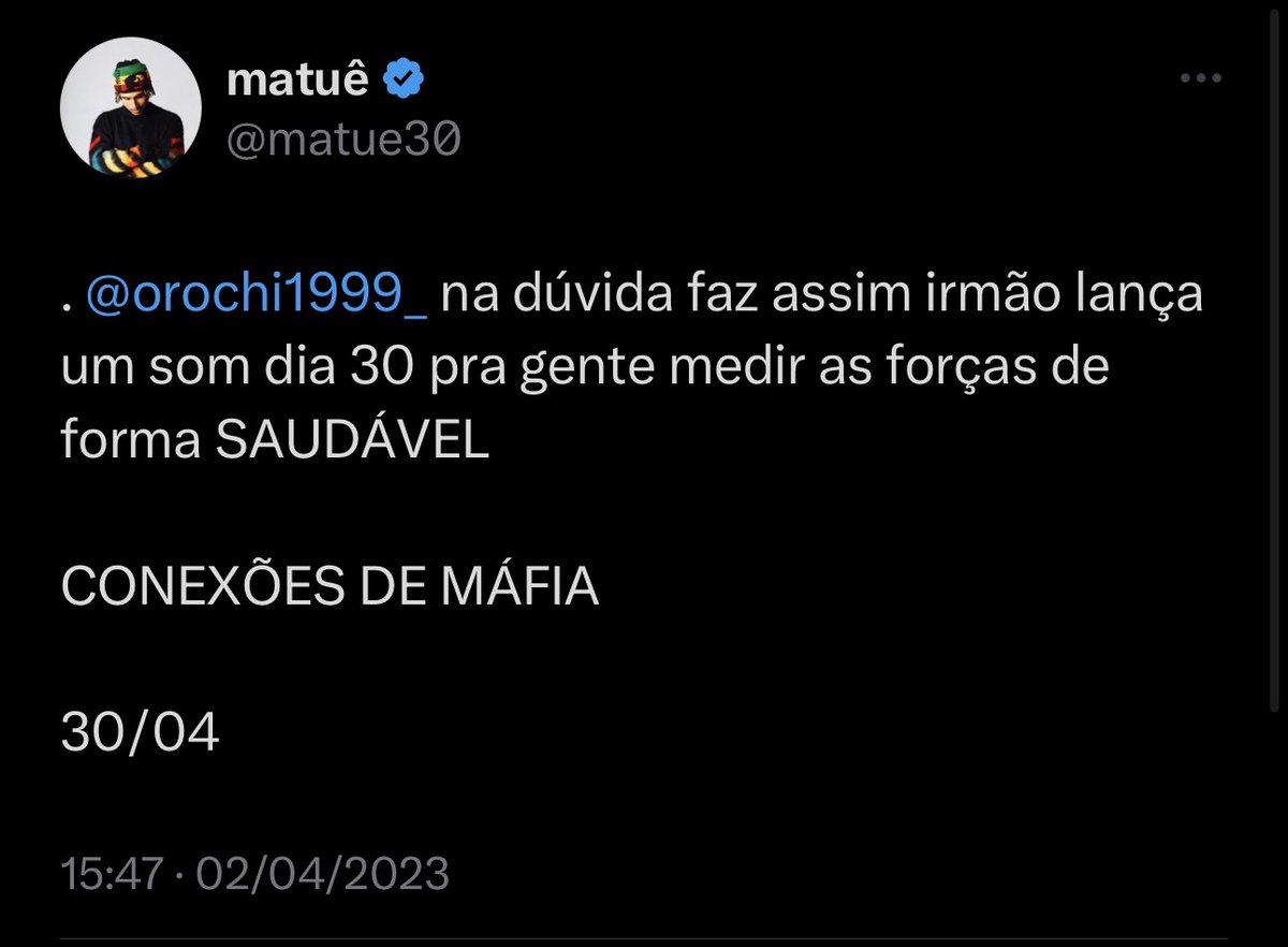 portaltrap's tweet image. MATUÊ CHAMA OROCHI E DESAFIA ELE A LANÇAR UM SOM DIA 30/04!!!!!