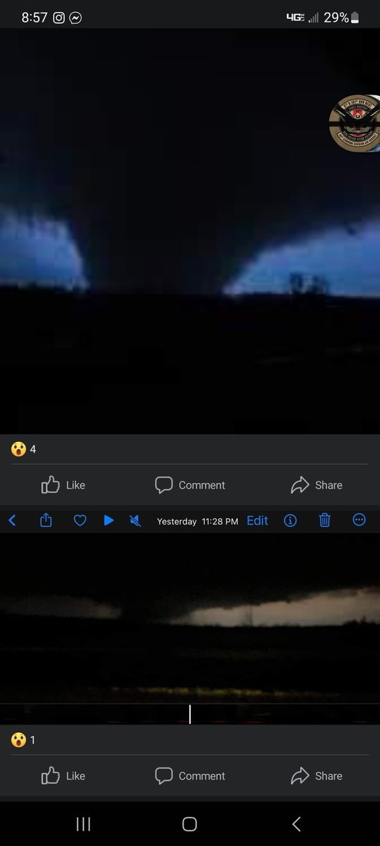 AshJade95's tweet photo. These were on our local fb page. The tornadoes that unfortunately claimed the lives of 9 people and destroyed so many homes in McNairy County, TN.  Look at those beasts. 6 miles from my home. The two scariest moments of my life. @ryanhallyall https://t.co/RH1ZaxXdit