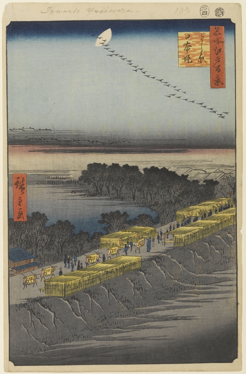 100. Nihon Embankment and Yoshiwara, 1857 #utagawahiroshige #hiroshige wikiart.org/en/hiroshige/1…