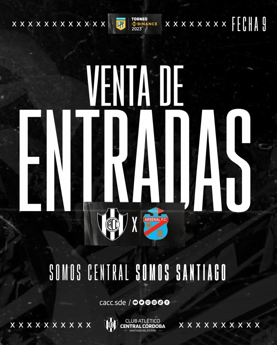 🏟 A partir de mañana, de 9hs a 18hs, se habilitará la venta de entradas por boleteria del Estadio Alfredo Terrera.

💻 Ya se encuentra habilitada la venta online a través de cacentralcordoba.com 

#SomosCentralSomosSantiago
