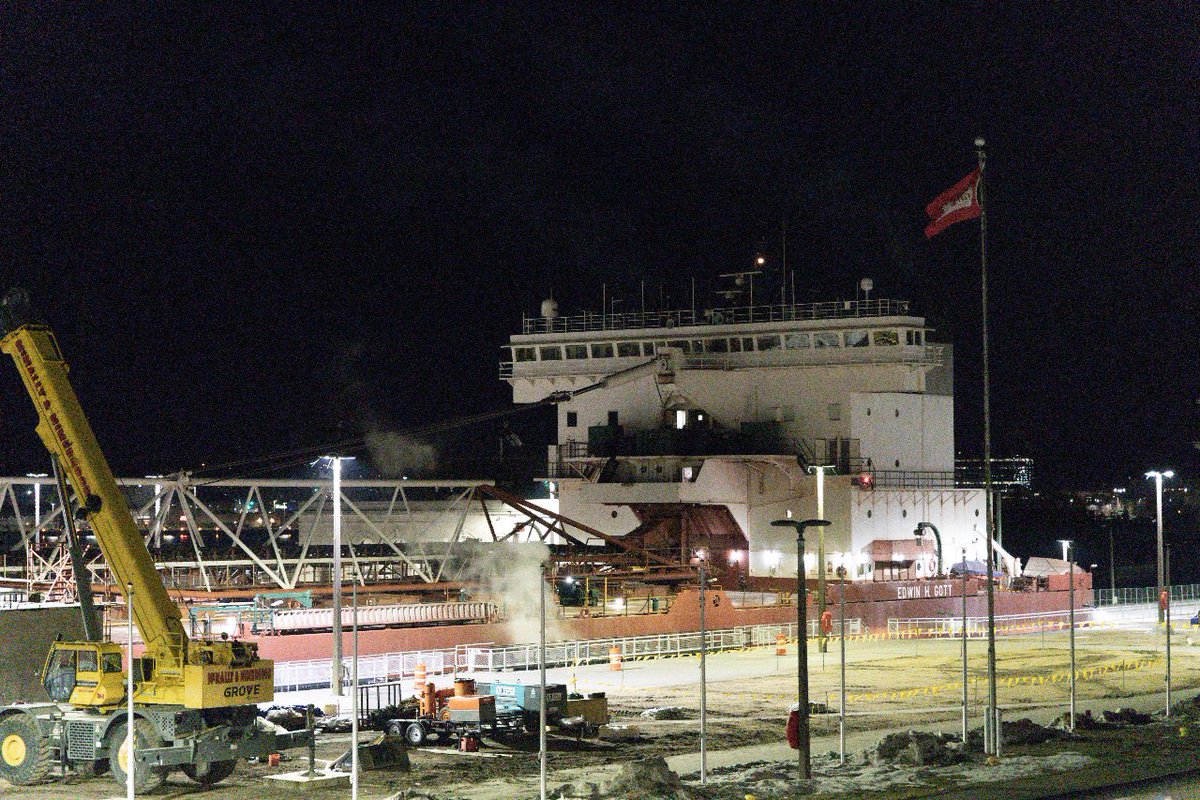 VisitTheSault's tweet photo. Did you make it to the Soo Locks Park to welcome the first freighter in at 12 a.m. last Saturday? Be sure to make plans for next year when we do it again on the evening of March 24, 2024. #ilovethesoo https://t.co/uWsBhM3keP