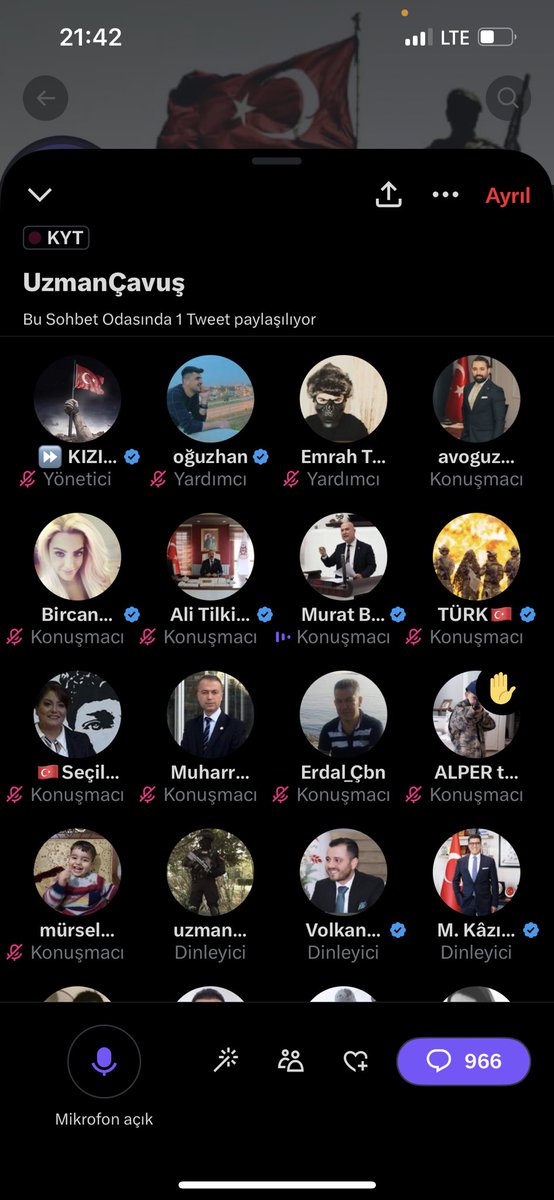 20 binden fazla misafirimizin olduğu Twitter Space #UzmanCavus Mesleki Güvence Kapsamında toplantıda konuşmamız devam ediyor.