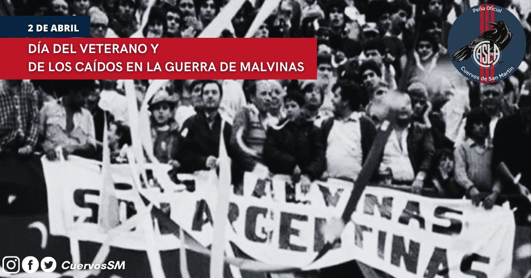 En esta fecha conmemoramos el día en el que las tropas argentinas desembarcaron en las Islas Malvinas, usurpadas por el Reino Unido desde 1833. 

Honor y gloria para nuestros héroes caídos en combate, veteranos y voluntarias que defendieron la Patria 

#CuervosDeSanMartin