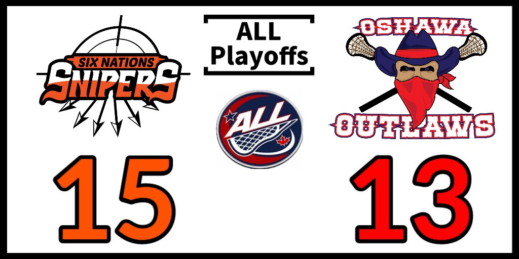 Six Nation Snipers stun the third seeded Oshawa Outlaws in the #ALLplayoffs 
arenalacrosseleague.ca/stats#/248/gam…