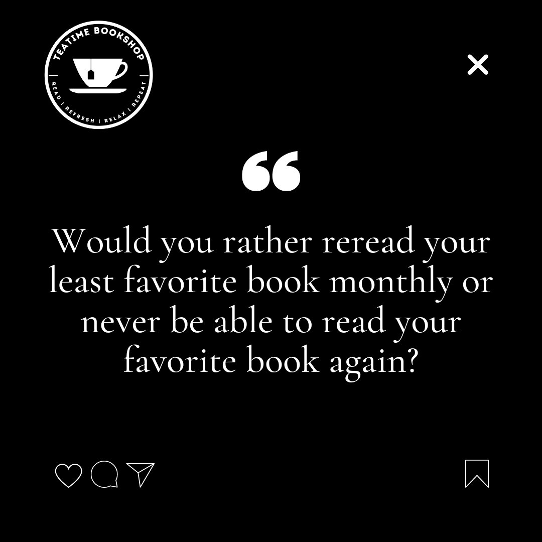 teatimebookshop's tweet photo. WYR lose the ability to read any new books or the ability to reread books you’ve already read? https://t.co/EZV9F1c37T