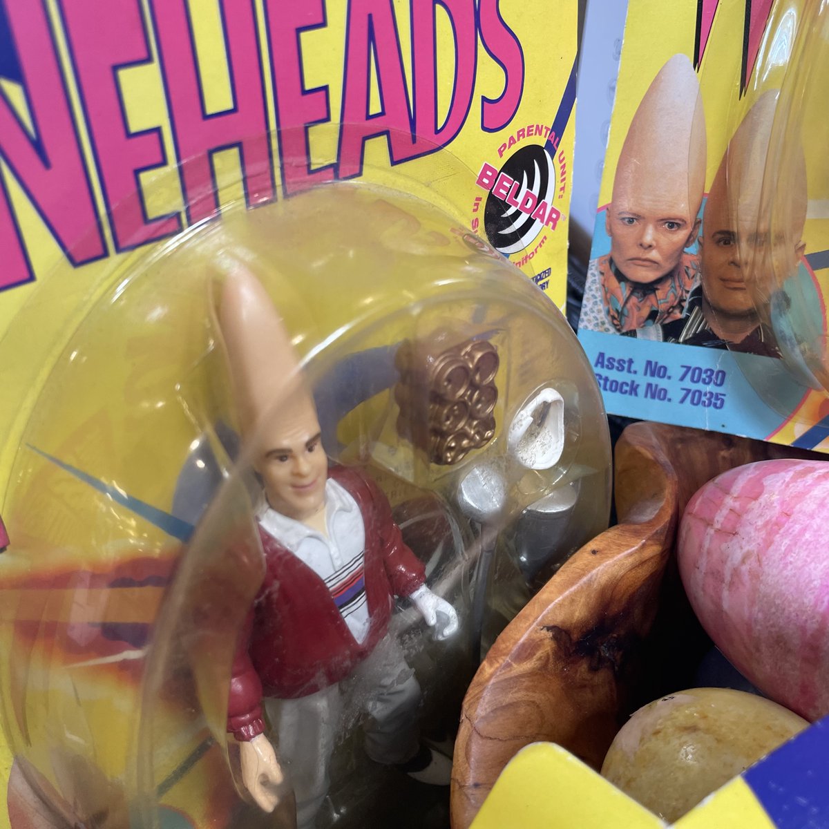 bookmans's tweet photo. "Time for the midday consumption of mass quantities." What's the coolest, weirdest, most awesome thing you've found at Bookmans? #coneheads #snl #janecurtain #beldar #toys #collectible #comedy #vhs #dvd #bluray #movies #funny #aliens https://t.co/S0XexisICN