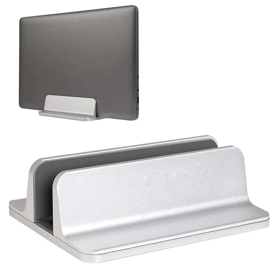 Vertical Laptop Stand Holder Plastic Adjustable Desktop Notebook Dock Space-Saving 3 in 1 for All MacBook Pro Air, Mac, HP, Dell, Microsoft Surface, Lenovo, up to 17.3 inches (Black.Silver)😀