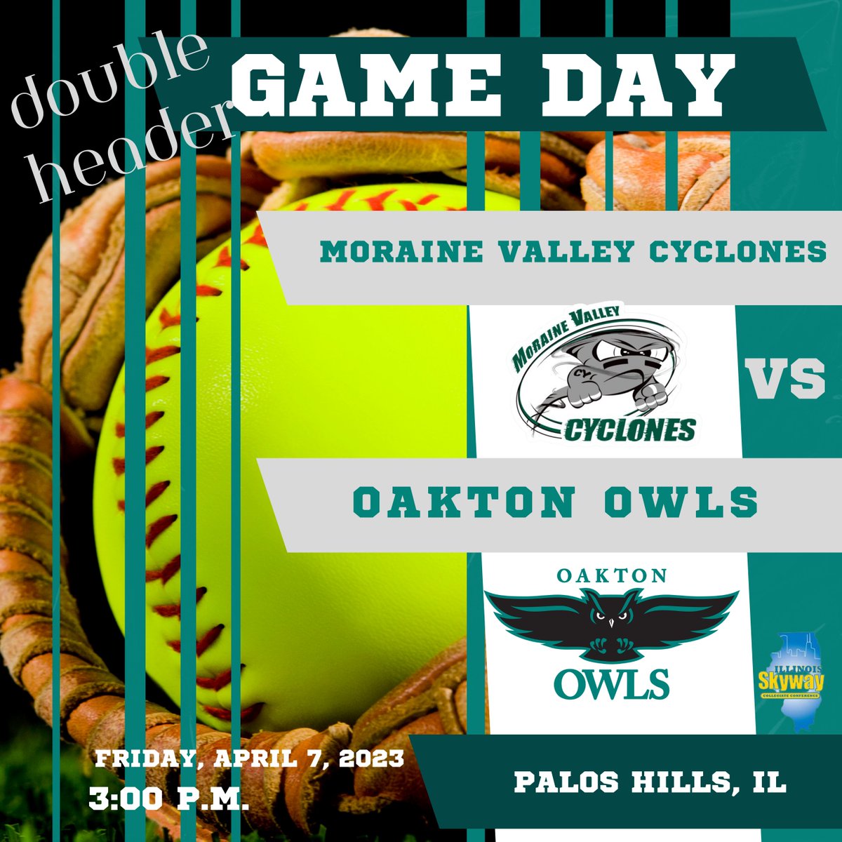 Double Header Alert🚨

Moraine Valley Cyclones vs. Oakton Owls
Friday, April 7, 3:00 p.m.
Palos Hills, IL
#juco #jucosoftball

@MVCyclones @mvcSoftball @OaktonCollege @cc_owls