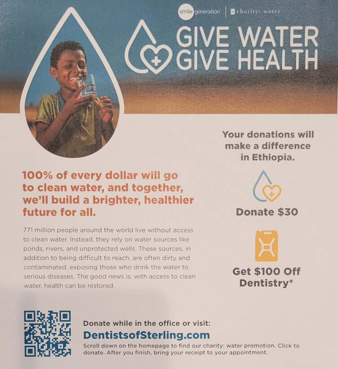 jeffrievega's tweet photo. Did you know over 771 million people do not have access to clean water? Help bring clean and safe water to every person on the planet. 100% of donations go to Charity: Water. #charitywater #givewater #givehealth #dentistsofsterling #pacificdentalservices https://t.co/gWyeyGALtd https://t.co/akhciOmxEF
