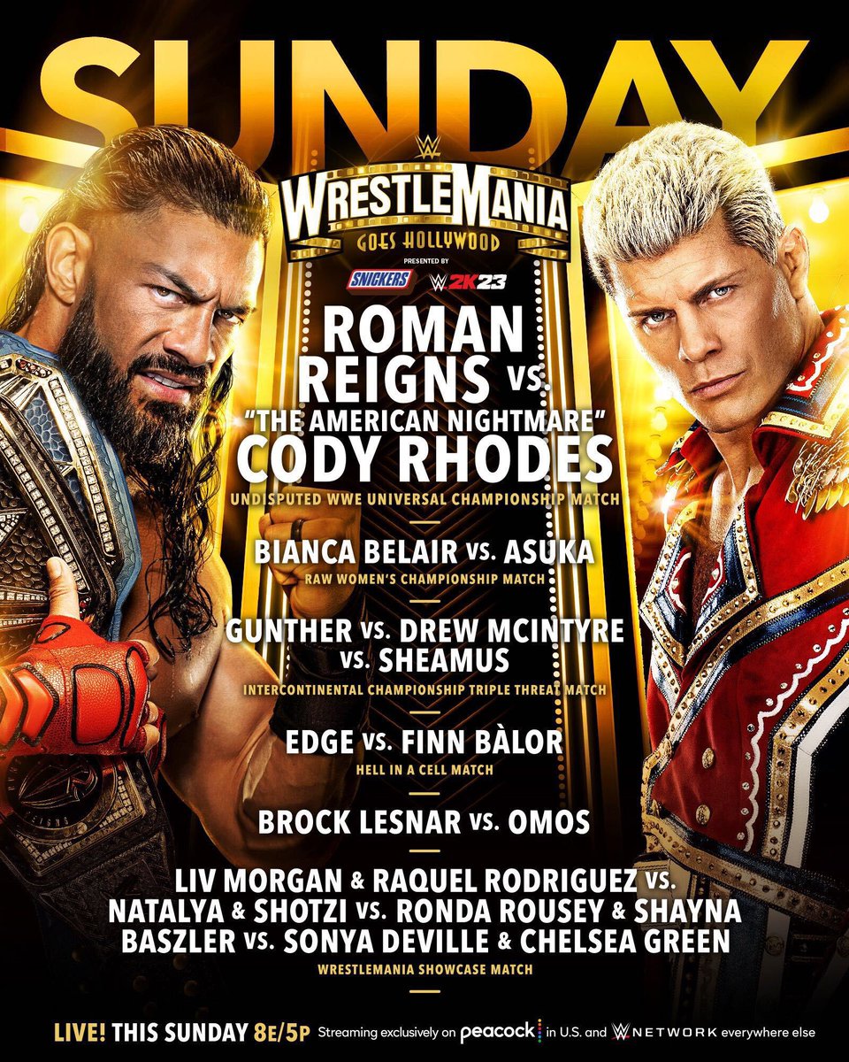 My #Wrestlemania    NIGHT TWO PREDICTIONS!!! -Cody -Asuka -Sheamus -Finn Balor -Brock Lesnar