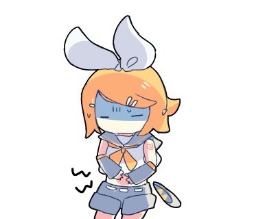 鏡音リン 「我現在肚子痛 ぽんぺなう 」|かまだ@お絵描きダイエッターのイラスト
