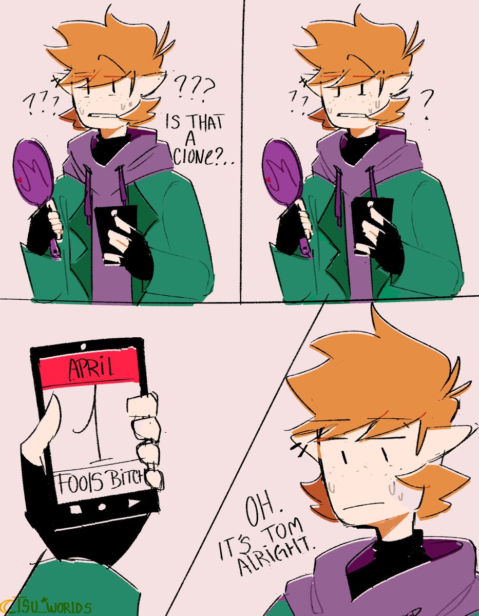Tsu_worlds's tweet photo. [Pretend this was tweeted on April fools' because I  forgot]  "I love you!"  #Eddsworld #Tom #Matt #EddsworldFanArt #EwTom #EwMatt https://t.co/2bOEH25W1e