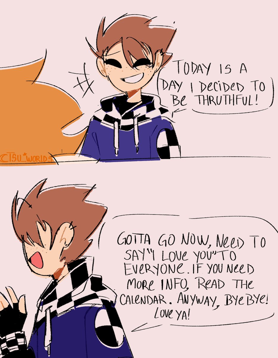 Tsu_worlds's tweet photo. [Pretend this was tweeted on April fools' because I  forgot]  "I love you!"  #Eddsworld #Tom #Matt #EddsworldFanArt #EwTom #EwMatt https://t.co/2bOEH25W1e