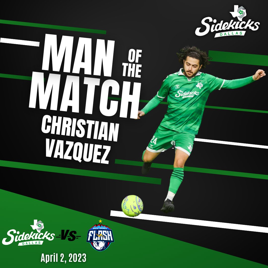🟢 CHRISTIAN VAZQUEZ IS THE MAN OF THE MATCH AGAINST THE MONTERREY FLASH🟢

Vazquez scored his first MASL goal during the game today and had two shots on goal. This is his first time receiving the Man of the Match. 

#MOTM | #LetsGoKicks