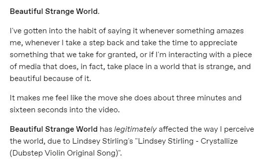 an illustrated essay about Lindsey Stirling's "Lindsey Stirling - Crystallize (Dubstep Violin Original Song)" from my tumblr 