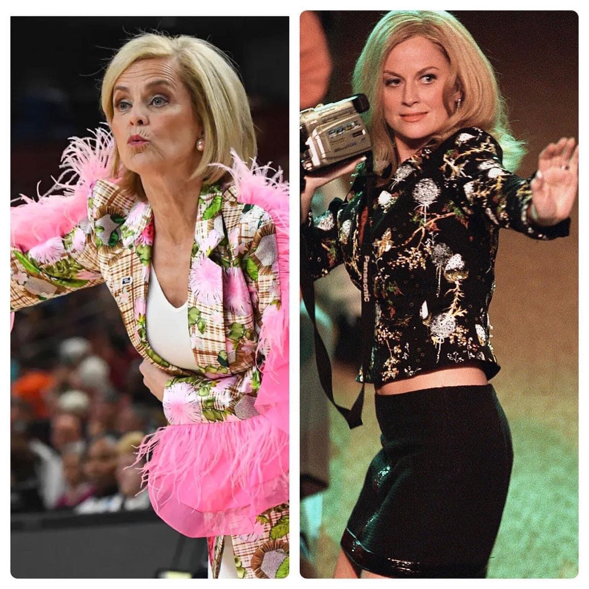 She’s not a regular coach she’s a cool coach 😎 <a href="/LSUwbkb/">LSU Women's Basketball</a> #GeauxTigers 💜💛🏀🐯 #KimMulkey
