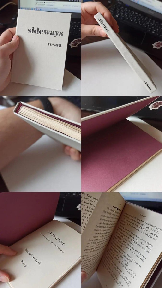 finished binding "sideways" by @fannish_liz today! first time i had an actual bookcloth for the case, and my printer even worked with it! as always, thanks <a href="/renegadebindery/">Renegade Bindery</a> for the support and community ❤️