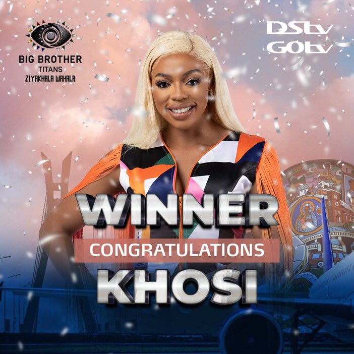 mrteehay's tweet photo. The woman king, Khosi reigns! Africa, stand up for the first #BBTitans winner! She walks away with US$100 000!

#BBTaitans #BBTitan #BBTitans2023 #BBTitians #ziyakhalawahala https://t.co/Hvs4QfxhSt