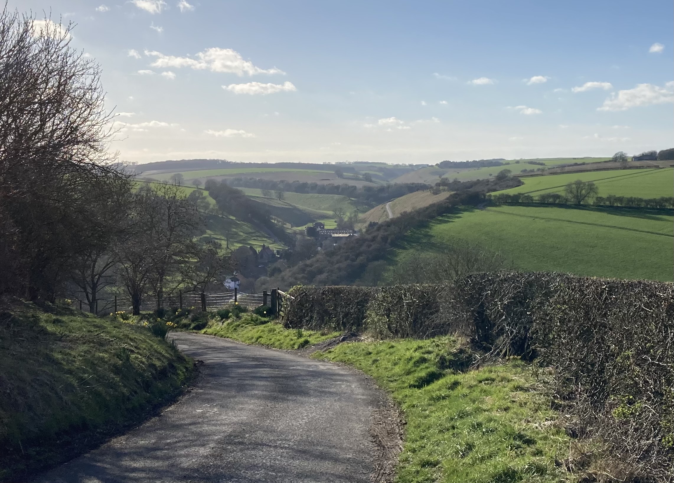 Cycling towards Thixendale Yorkshire Wolds from Fridaythorpe