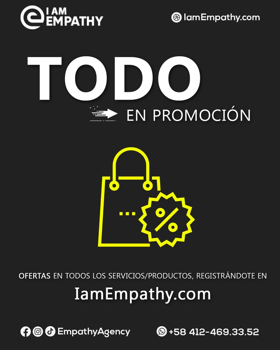 empathyagency's tweet photo. 🆕 Todos nuestros productos y servicios se encuentran en promoción.

🤩 PROMO I AM EMPATHY
💯 Regístrate en nuestra web, puedes usar gmail para simplificar el proceso.

🆕 Se vienen las ofertas flash, las rifas, los concursos de las mejores marcas. https://t.co/4Px81eJ2Fl