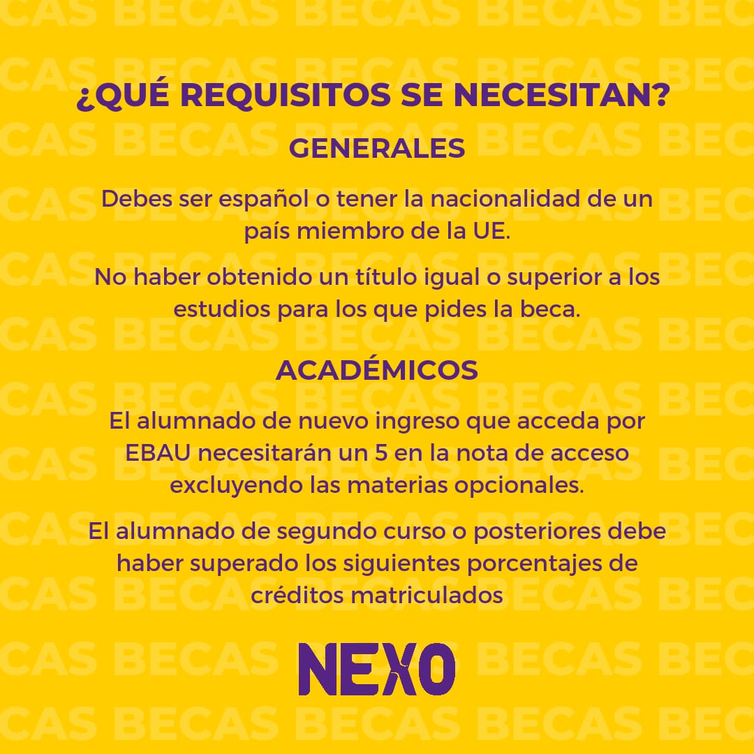 nexo_ull's tweet photo. 🟣⚠️Abierto el plazo de solicitud de BECA MEFP  para el curso (2023/2024) desde el 27 de MARZO al 17 DE MAYO⚠️🟣

Los y las estudiantes de Bachillerato, FP, Enseñanza de Régimen Especial, Grado Universitario o Máster PUEDEN PEDIRLA.

Si tienes dudas escríbenos!🙌🏼💜. https://t.co/IO6NVlLpxk