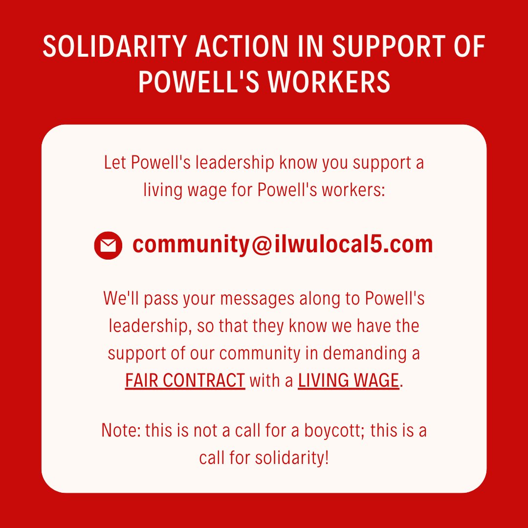 ILWULocal5's tweet photo. 🧵 These emails from community members in support of @Powells workers are AMAZING. Let’s keep ’em coming! If you believe Powell’s workers deserve a FAIR CONTRACT with a LIVING WAGE, send an email to community@ilwulocal5.com and we’ll pass it along to Powell’s leadership! https://t.co/bACtcH6rrj