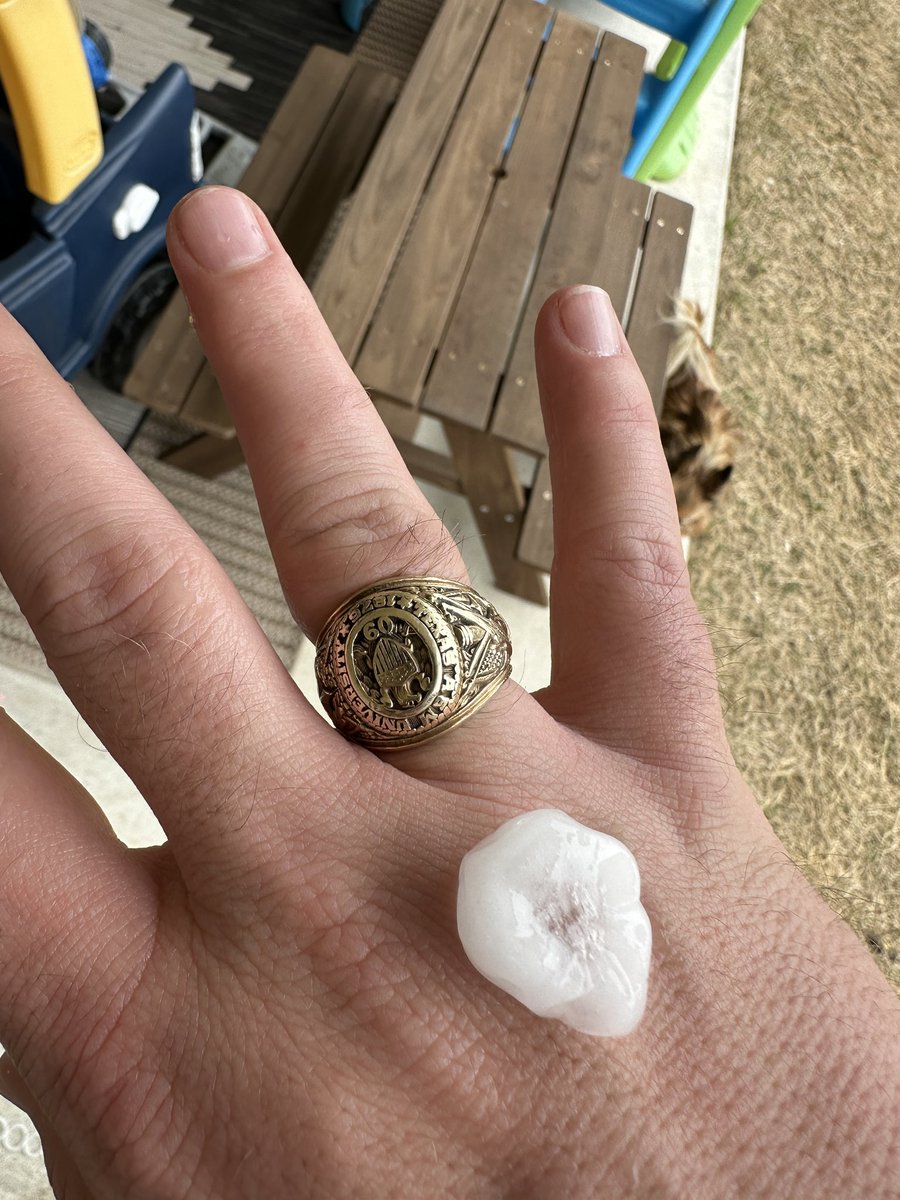 How does an Aggie measure hail?
<a href="/wfaaweather/">Pete Delkus</a> (photo taken in Aledo)