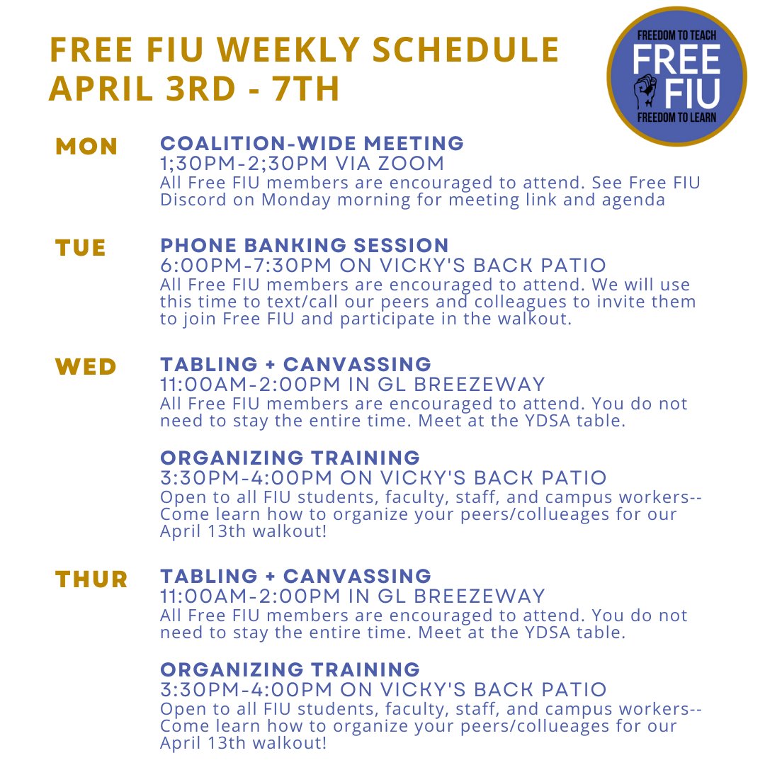 ‼️Our schedule for the week‼️

Sign our interest form (link in bio) to gain access to our Discord and Zoom link!

Try to come to all of the events! If not, try picking at least two!