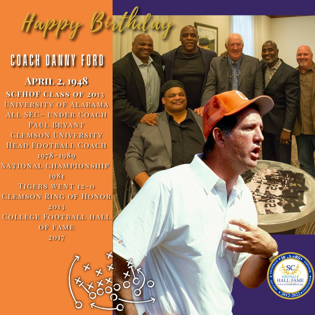 SCFootballHOF's tweet photo. Happy Birthday to the one and only Coach Danny Ford!! #SCFHOF13 @ClemsonFB @cfbhall 
https://t.co/tsbsBsispf https://t.co/Le5VbwiGaw