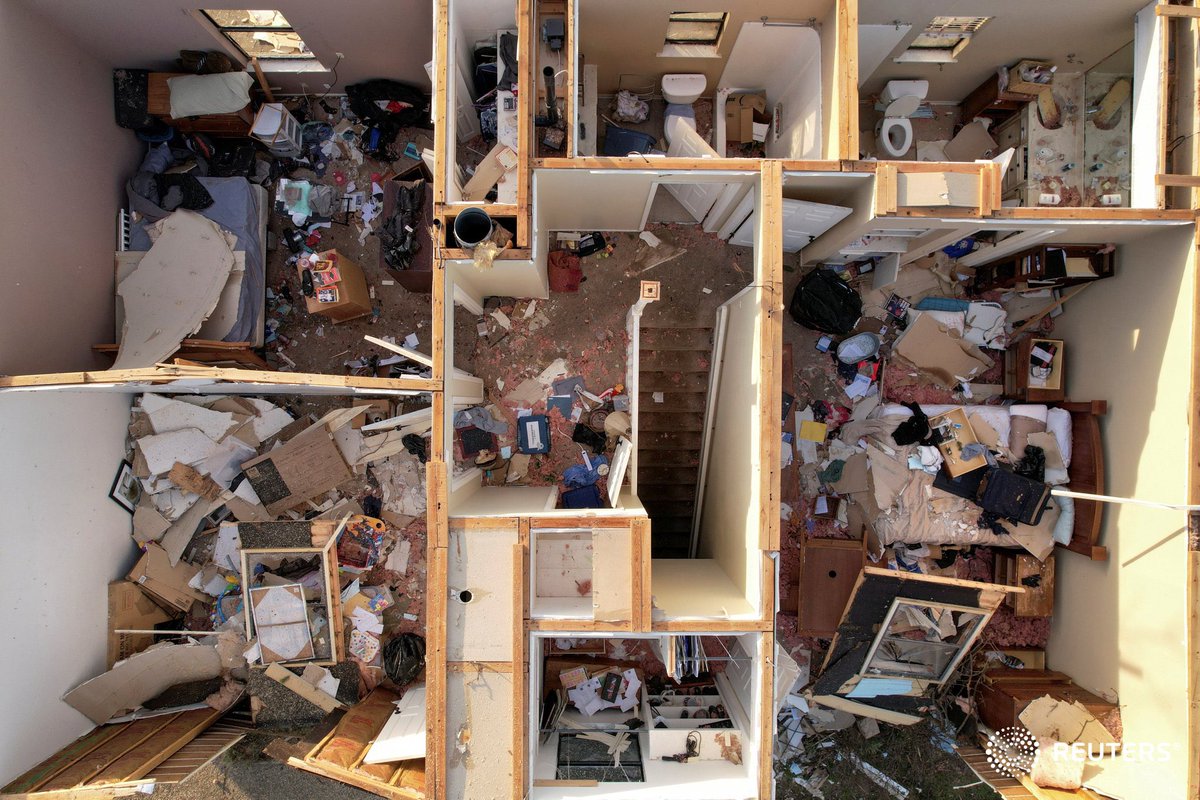 corinne_perkins (@corinne_perkins) on Twitter photo An aerial view of a home without a roof in the aftermath of a tornado, after a monster storm system tore through the South and Midwest on Friday in Little Rock, Arkansas. Photo by <a href="/orr_photo/">Cheney Orr</a> An aerial view of a home without a roof in the aftermath of a tornado, after a monster storm system tore through the South and Midwest on Friday in Little Rock, Arkansas. Photo by <a href="/orr_photo/">Cheney Orr</a>