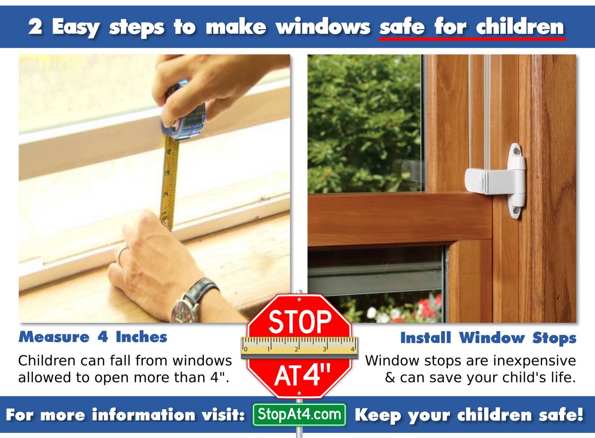 TVFR's tweet photo. Please join us in celebrating #NationalWindowSafetyWeek by utilizing easily removable window safety stops to keep children from opening windows any further than 4 inches. To learn more visit, https://t.co/pwb0Dzm0A4. #stopat4 #windowfallprevention https://t.co/NajKJGDm7a