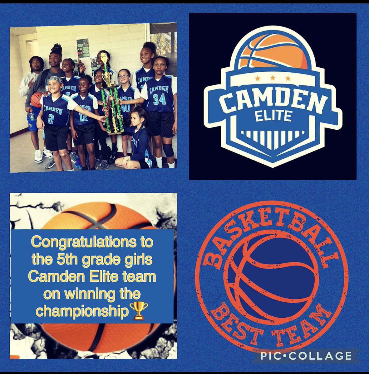 Congratulations to the 5th grade Camden Elite basketball team on winning the championship⛹️‍♀️⛹🏽‍♀️🏀🏆
