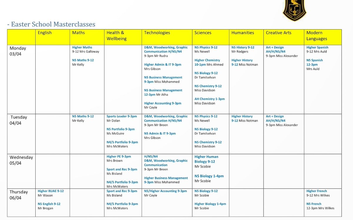 A reminder of our Easter School Masterclasses this week!