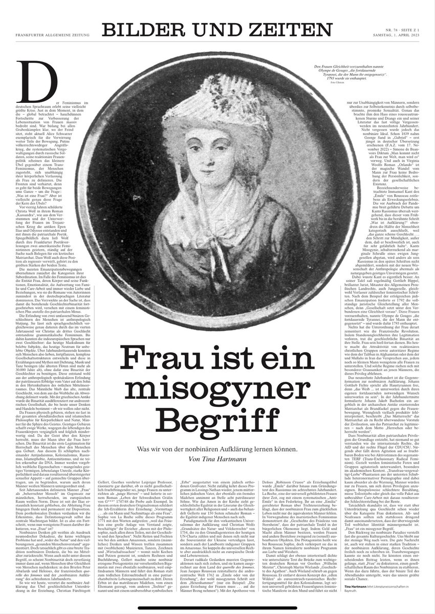 TinaHartmann5's tweet photo. Definitiv kein Aprilscherz: mein Artikel #NonbinäreAufklärung in @faznet. Bequemer lesen unter: https://t.co/dtRMiZA0XO https://t.co/KdUNJIxklH