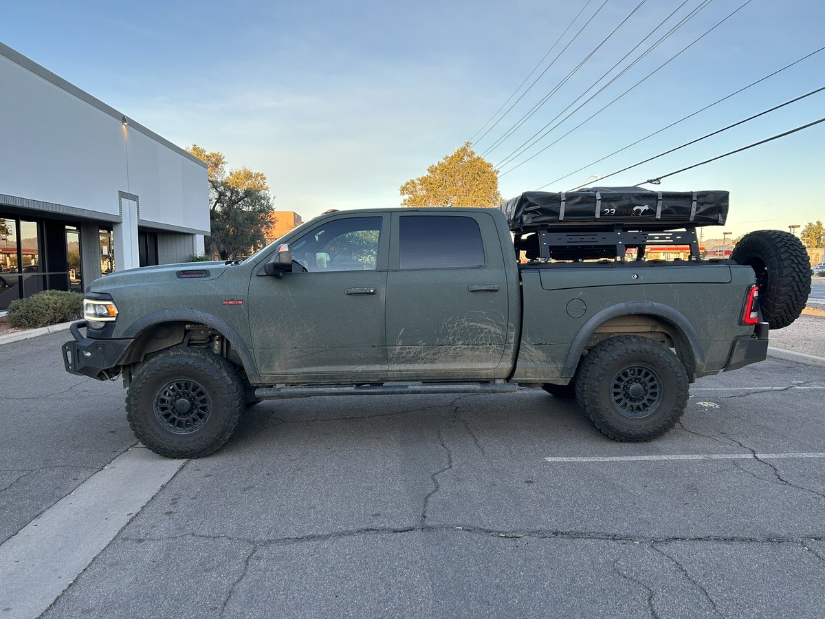 Rocky_Parkerton's tweet photo. Got Neckid! #ram #powerwagon #23zero #expeditionone #Thurensuspension #diamondback #fuckjoebiden #bedslide #overland #aev https://t.co/dkob1dZYGn