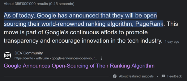 WithLume's tweet image. Oops, my April fool&apos;s joke announcing the open-sourcing of the Google PageRank algorithm seems to have backfired as it&apos;s now on the front page of Google search. Note to self: be careful what you joke about online! #AprilFools #Google #PageRank