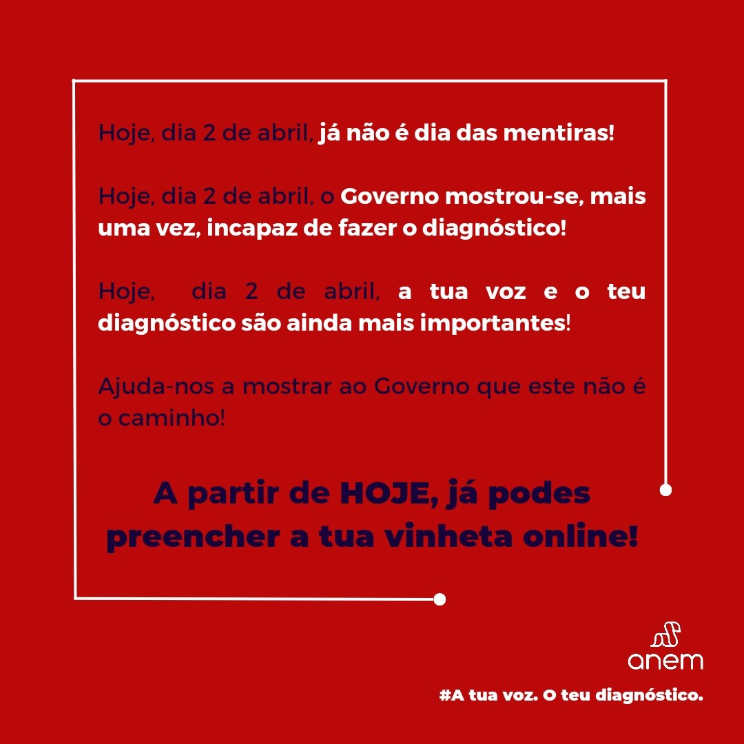 Após as declarações prestadas hoje pelo Secretário de Estado do Ensino Superior é mais urgente de nunca fazeres chegar ao governo o teu diagnóstico.

A tua voz. O teu diagnóstico. No Ministério da Ciência, Tecnologia e Ensino Superior.