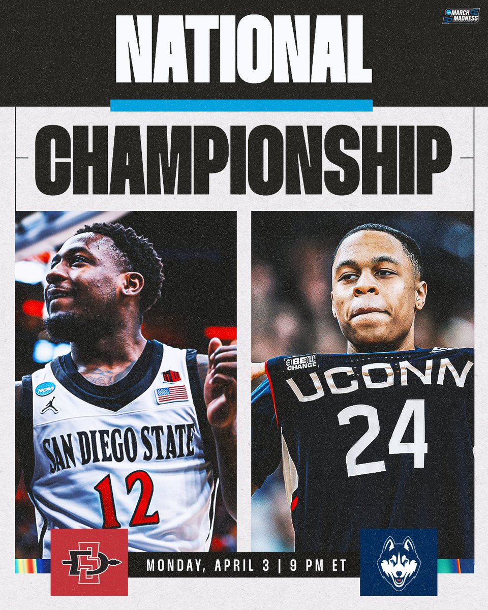 NCAA March Madness (@marchmadnessmbb) on Twitter photo A National Champion will be crowned today ๐
๐ <a href="/Aztec_MBB/">San Diego State Men's Basketball</a>
๐ <a href="/UConnMBB/">UConn Men's Basketball</a>
#MarchMadness A National Champion will be crowned today ๐
๐ <a href="/Aztec_MBB/">San Diego State Men's Basketball</a>
๐ <a href="/UConnMBB/">UConn Men's Basketball</a>
#MarchMadness