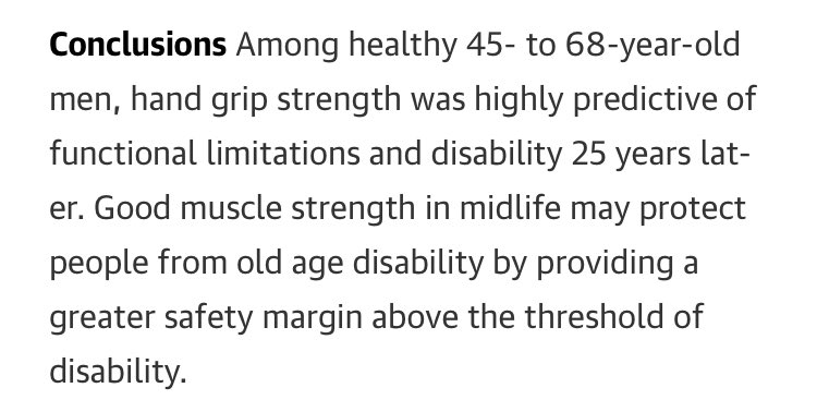 Strength4_Life's tweet photo. 🏋️💪🏼Midlife Hand Grip Strength as a Predictor of Old Age Disability

#StrengthSavesLives

https://t.co/OxajNNDSK9 https://t.co/hrEOc9UrxM