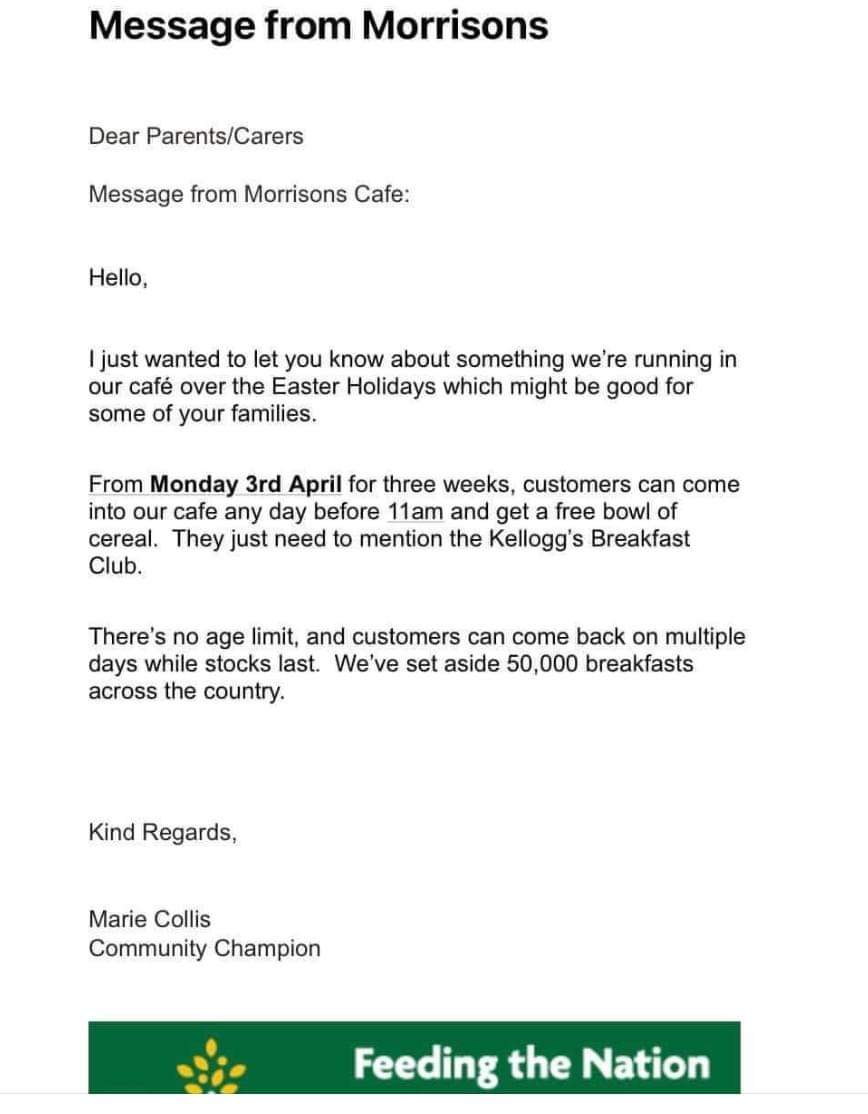 Free breakfast at Morrisons!