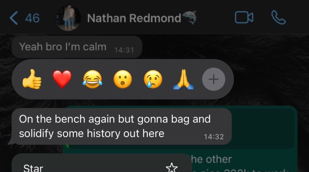 Redmond'ın maçtan önce arkadaşına attığı mesaj: "Yine yedeğim ama oyuna gireceğim ve tarih yazacağım." 

#FBvBJK