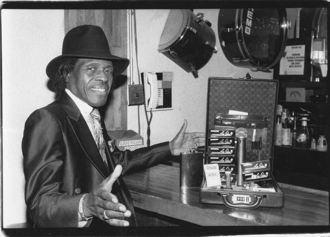 #JuniorWells with his harmonicas at the Lone Star Roadhouse, NYC circa 1992  (Alan Strauber photo) #bluesmusic
