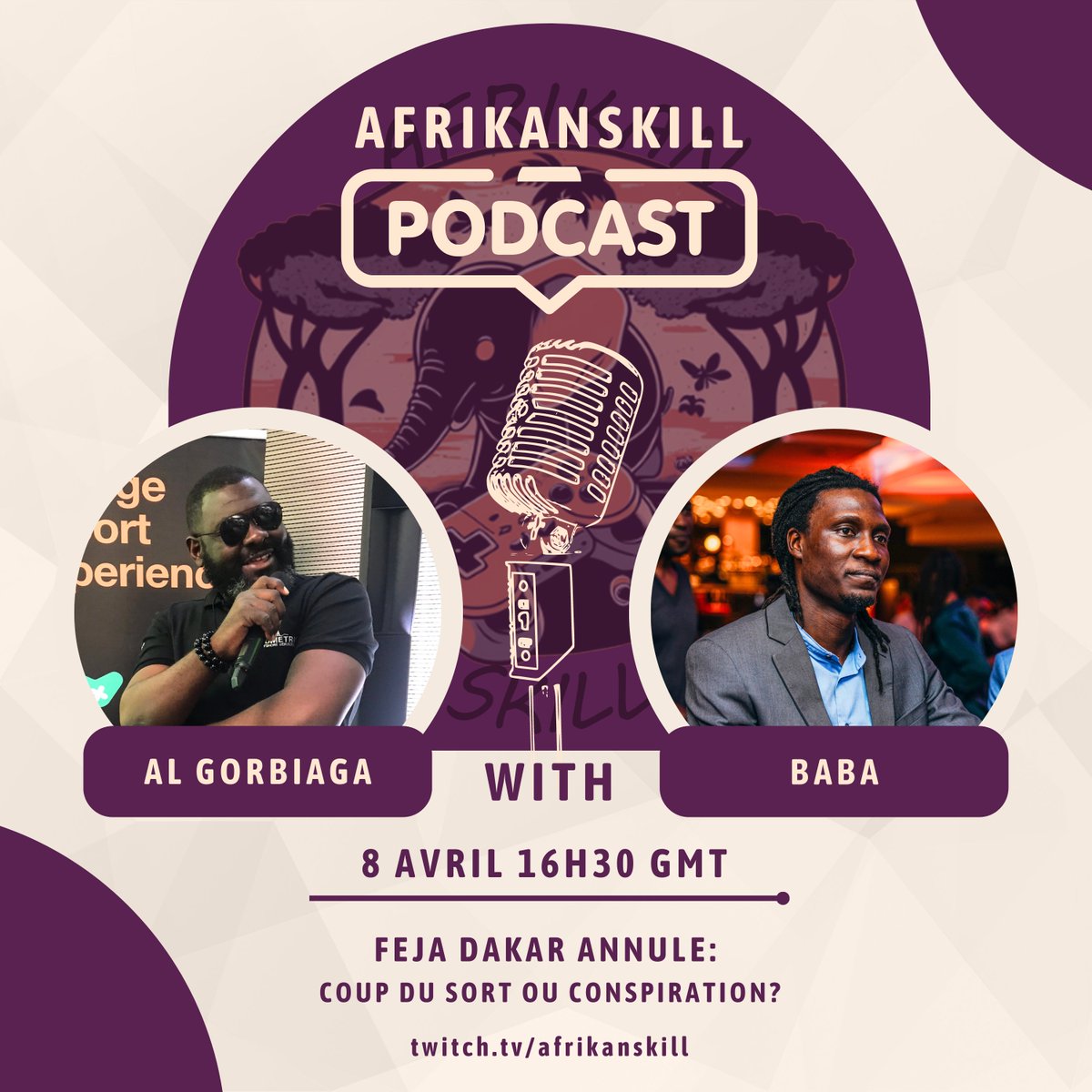 Nous avons l'honneur de vous presenter L'AFRIKANSKILL PODCAST🎙️ qui abordera divers sujet concernant le gaming en Afrique. Notre premier invité sera <a href="/_3thousand_/">3000</a>  , Président de SenGames, ce samedi 8 Avril a 16h30 GMT.
sujet: FEJA DAKAR ANNULE : Coup du sort ou conspiration ?🔥