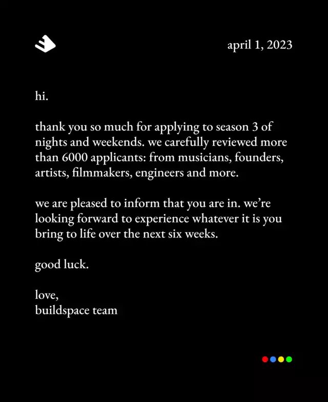 _futureweb's tweet image. Honored to be part of s3 @_nightsweekends and looking forward meeting awesome people and having fun building new stuff ❤️

@_buildspace