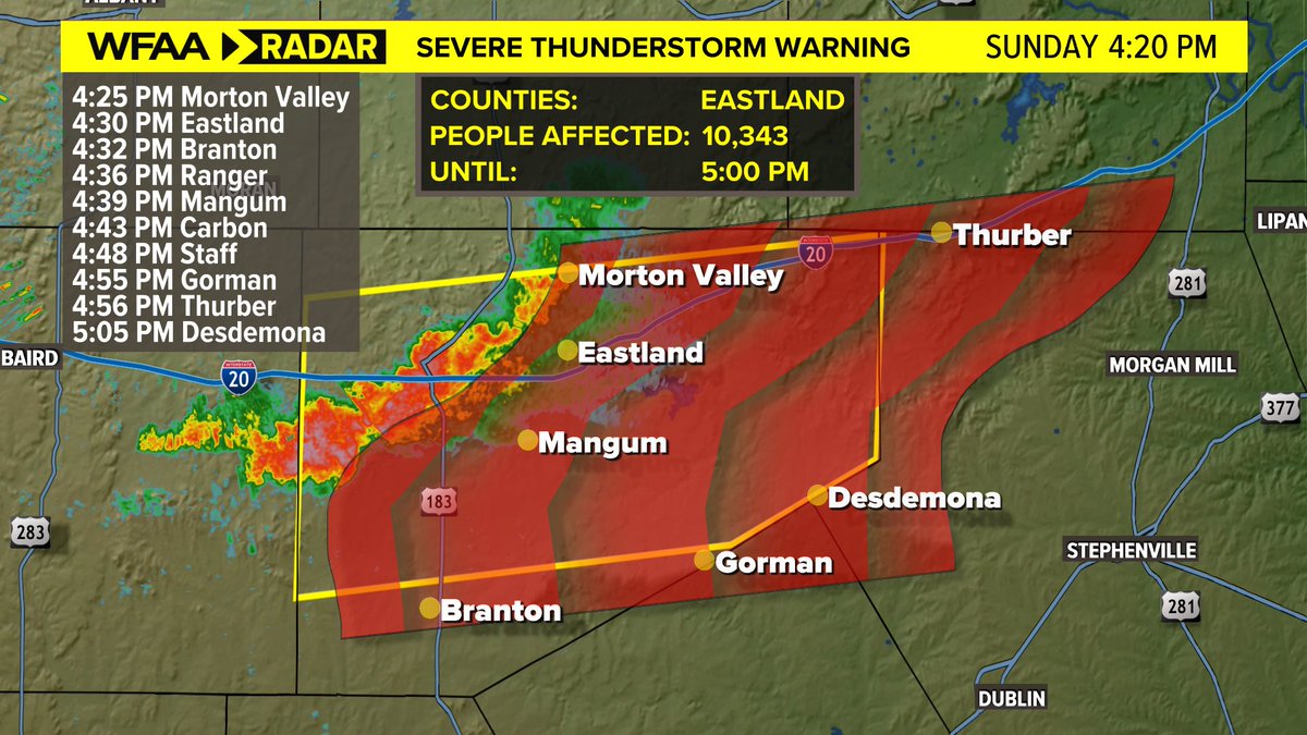 Pete Delkus on Twitter "Severe Thunderstorm Warning for Eastland