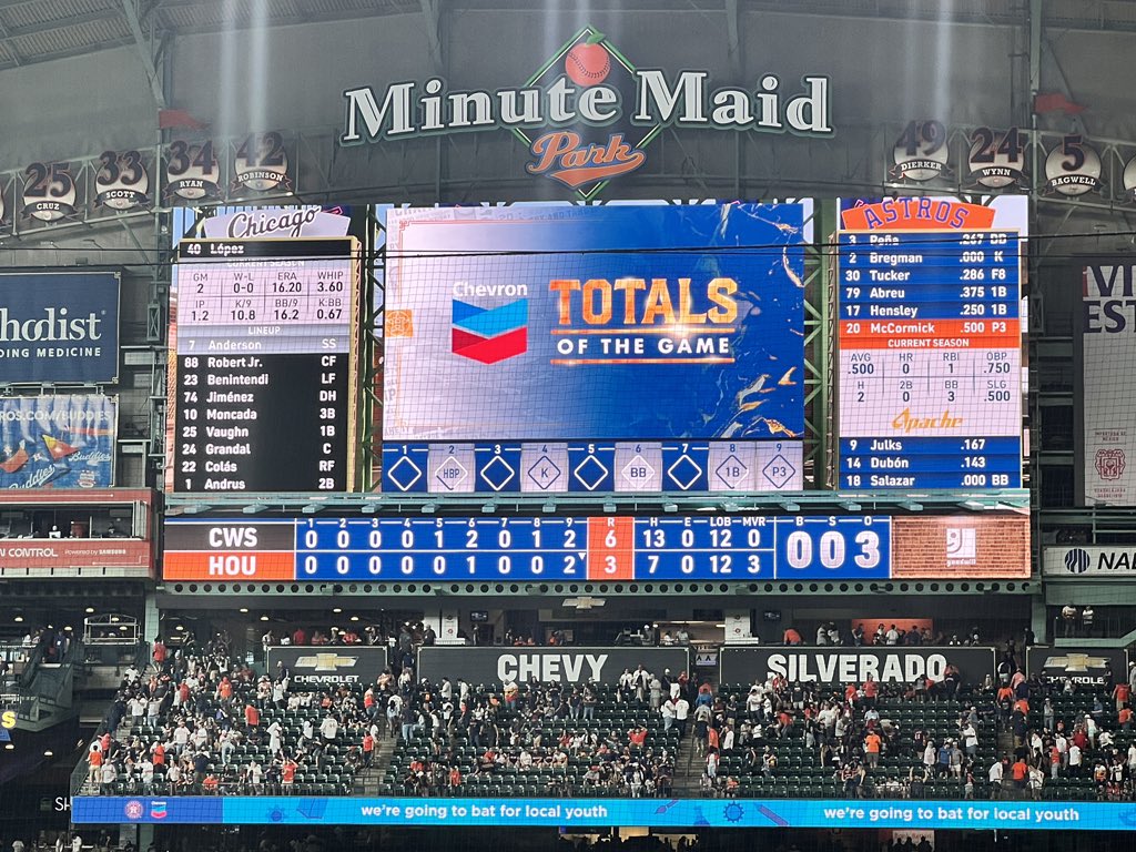 jamaljp06's tweet photo. Final: White Sox(2-2):#whitesox #Ready2Reign 6   Astros(2-2): 3 https://t.co/QDDGVGEXae